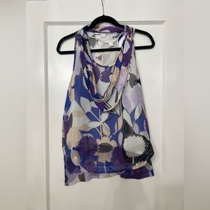 Diane von furstenberg purple floral sleeveless blouse size 4